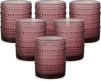 ZMOWIPDL Vintage Glassware Drinking Glasses Set of 6, 12 oz Hobnail Glass Cups by ZMOWIPDL