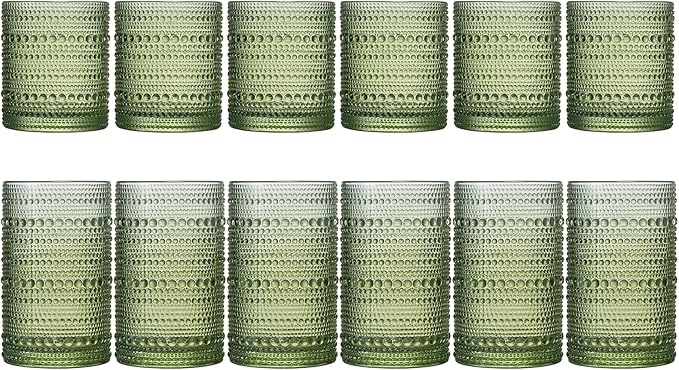 Khen Hobnail Beaded Highball Drinking Tumbler Glasses | Set of 12 | Color - Image 3