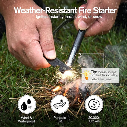 6" x 1/2" Drilled Ferro Rod Fire Starter Kit - Image 3