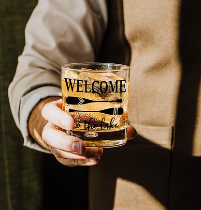 Nogrit Lake House Decor Whiskey Glasses 10 Oz, Welcome To The Lake, Beach Wine - Image 4