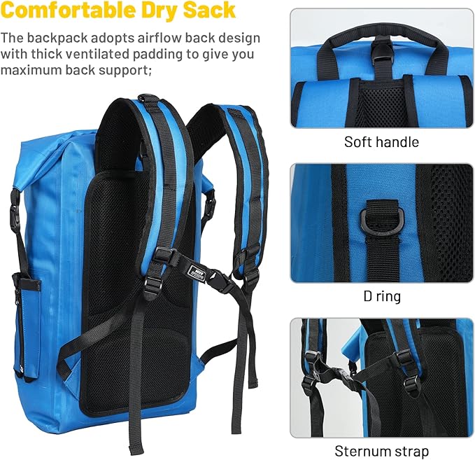 MIER Dry Bag Waterproof Backpack 30L Dry Sack Heavy Duty Roll-Top Closure - Image 4
