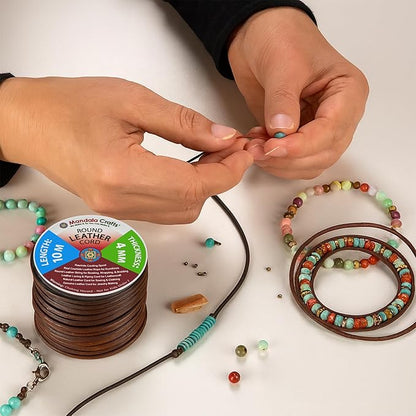 Mandala Crafts Round Genuine Mint Leather Cord - Image 6