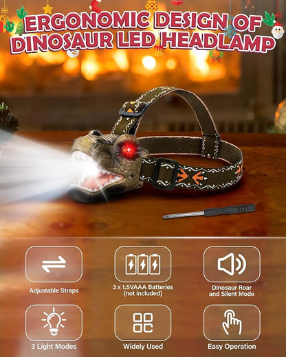 LED Dinosaur Headlamp for Kids, Children's Toy Flashlight T-Rex Dinosaur Toys - Image 2