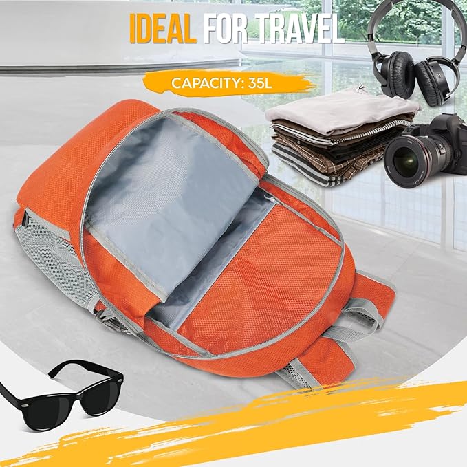 ZOMAKE Lightweight Packable Backpack 35L, Light Foldable Backpacks Water - Image 3