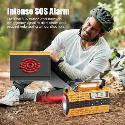 Emergency Radio, 5000mAh/18500mWh Solar Hand Crank Weather Radio - Image 5