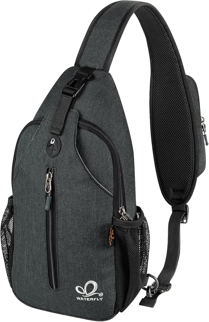 WATERFLY Crossbody Sling Backpack Sling Bag Travel Hiking Chest Bag Daypack by Waterfly