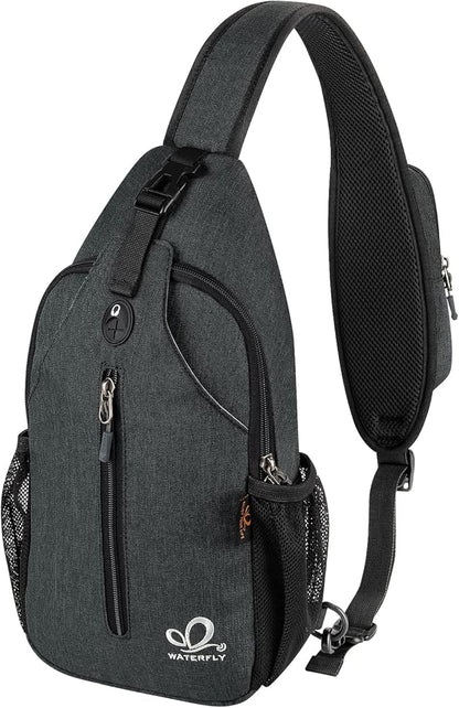 WATERFLY Crossbody Sling Backpack Sling Bag Travel Hiking Chest Bag Daypack by Waterfly