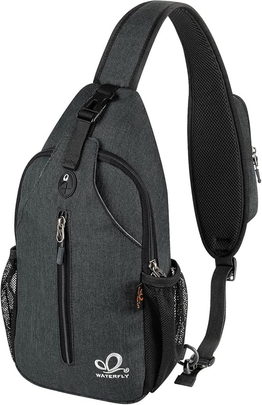 WATERFLY Crossbody Sling Backpack Sling Bag Travel Hiking Chest Bag Daypack by Waterfly