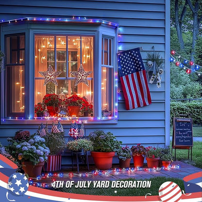 JMEXSUSS 400 LED Red White and Blue Lights Outdoor, 132FT 4th of July Lights - Image 3