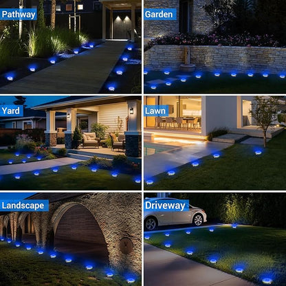 Peasur Mini Solar Ground Lights Outdoor, 4 Pack Flat Solar Powered Disc Lights - Image 6