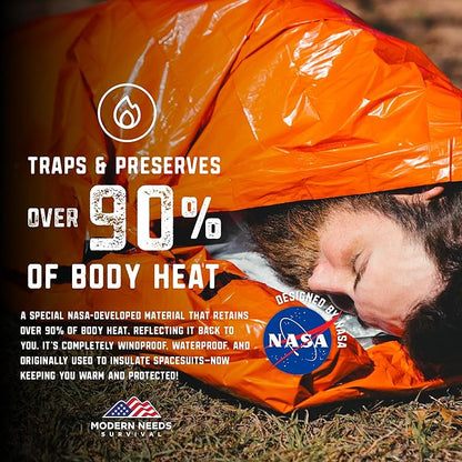 MODERN NEEDS Emergency Sleeping Bag Survival – Thermal Blanket & Bivy Sack | - Image 2