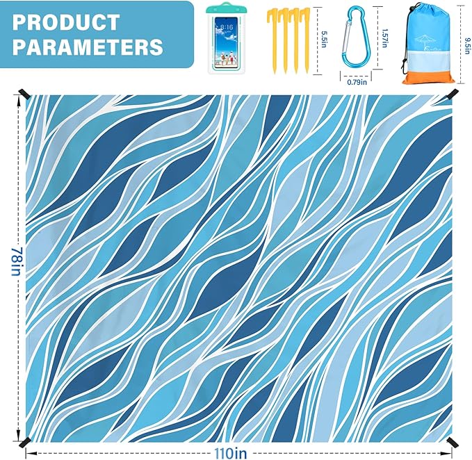 Famstar Beach Blanket Oversized Extra Large78 X 110", Waterproof Sandproof - Image 7
