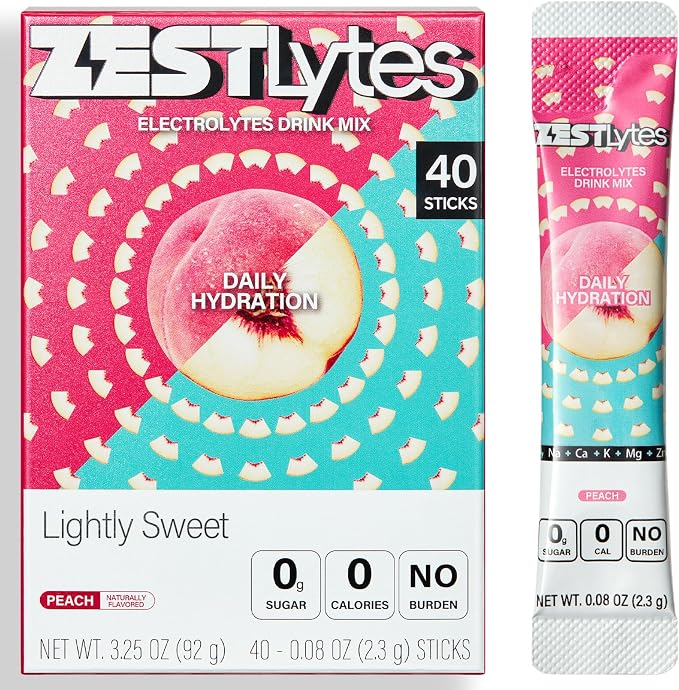40 Sticks Sugar Free & 0 Calorie Electrolyte Hydration Packets, Low Sodium by ZestLytes