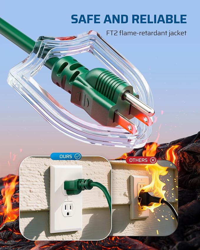DEWENWILS 25 FT Green Outdoor Tri-Tap Extension Cord Splitter, Halloween - Image 9