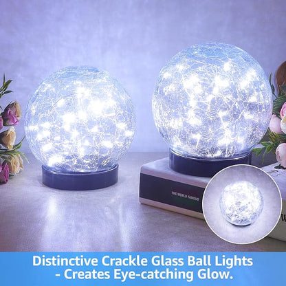 ASOMST 2-Pack Garden Solar Lights Outdoor, Cracked Glass Ball Light Waterproof - Image 6