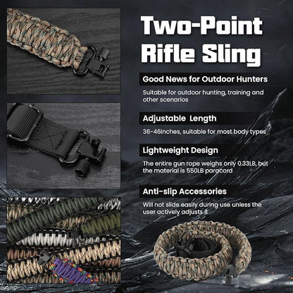 Double Braide 550LB Shotgun Sling 2 Point Paracord Rifle Sling, Non-Slip - Image 4