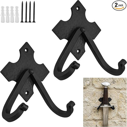 Mystic Colonial Rustic Cast Iron Wall Hooks, Heavy Duty Retro Utility Hooks by SaKeGa