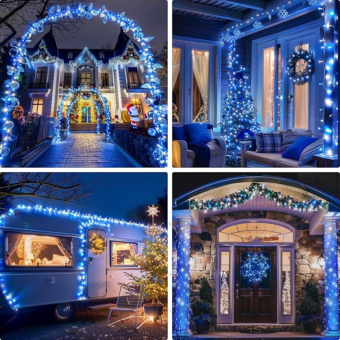 JMEXSUSS 400 LED Christmas Lights Indoor Outdoor, 132 ft 8 Modes Blue and White - Image 3