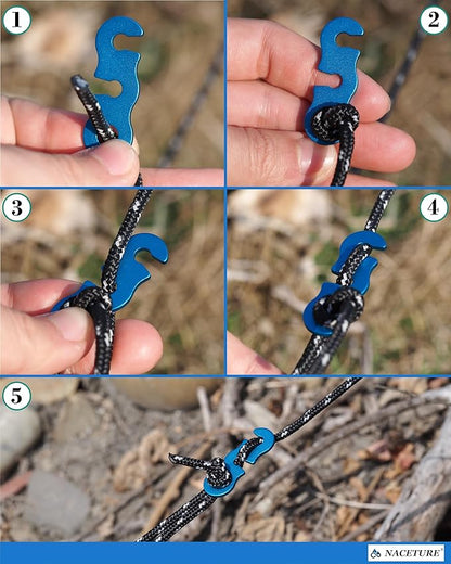 Rope Tensioner Aluminum Alloy Camping Tent Guyline Cord Adjuster Camping of Gear - Image 3