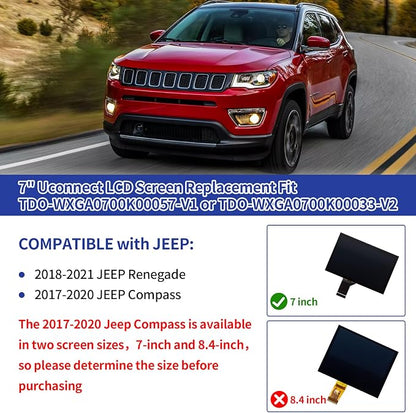TsuperU 7" Uconnect Screen Replacement Fit 2017-2020 Jeep Compass Radio Touch - Image 2