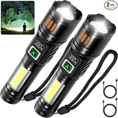 AYL Rechargeable Flashlights 2 Pack, Super Bright High Lumens Flash Light by AYL