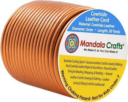 Mandala Crafts Round Genuine Copper Leather Cord by MandalaCrafts