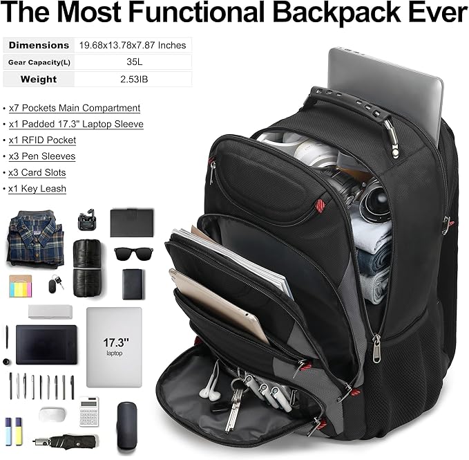 Boavan Laptop Backpack for men, 17.3 inch Laptop Bag - Image 5