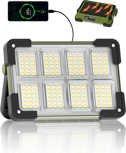 120W Solar Rechargeable Work Light, Portable Flood Light by DANCINGBOAR