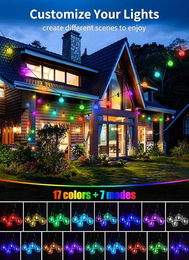Brightown Outdoor String Lights 58 Feet G40 LED Patio Lights, 27 Plastic Edison - Image 2