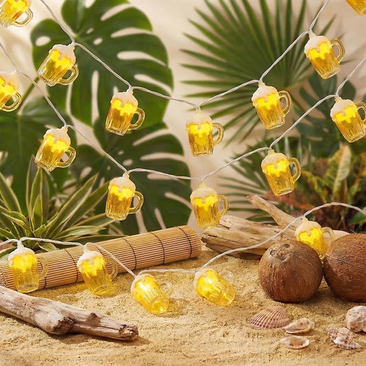 Beer Mug String Lights, 8.5FT 10 LED Summer Lights by Txcigech
