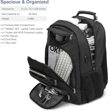 Extra Large Laptop Backpack for Men, 37L Gaming Laptop Backpack, 18.4Inch - Image 5