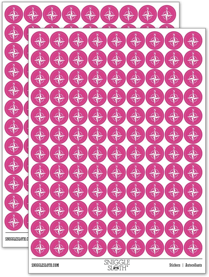 Compass Rose Nautical Star Navigation Map 200+ Round Stickers by Sniggle+Sloth