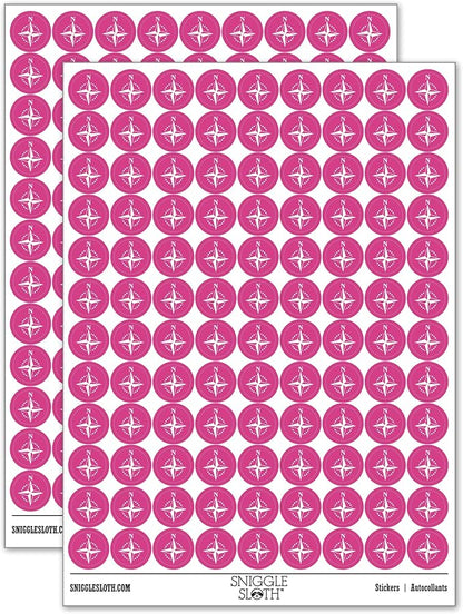 Compass Rose Nautical Star Navigation Map 200+ Round Stickers by Sniggle+Sloth
