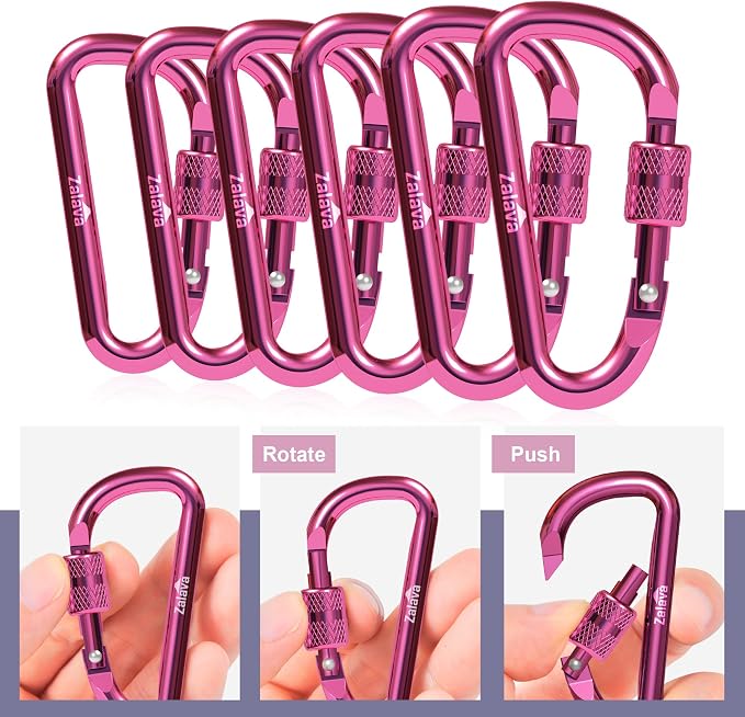6PCS Carabiner Keychain, 2 inch Aluminum D-Clip Caribeener - Image 7
