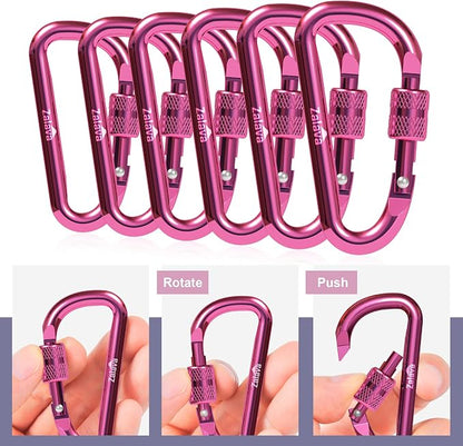 6PCS Carabiner Keychain, 2 inch Aluminum D-Clip Caribeener - Image 7