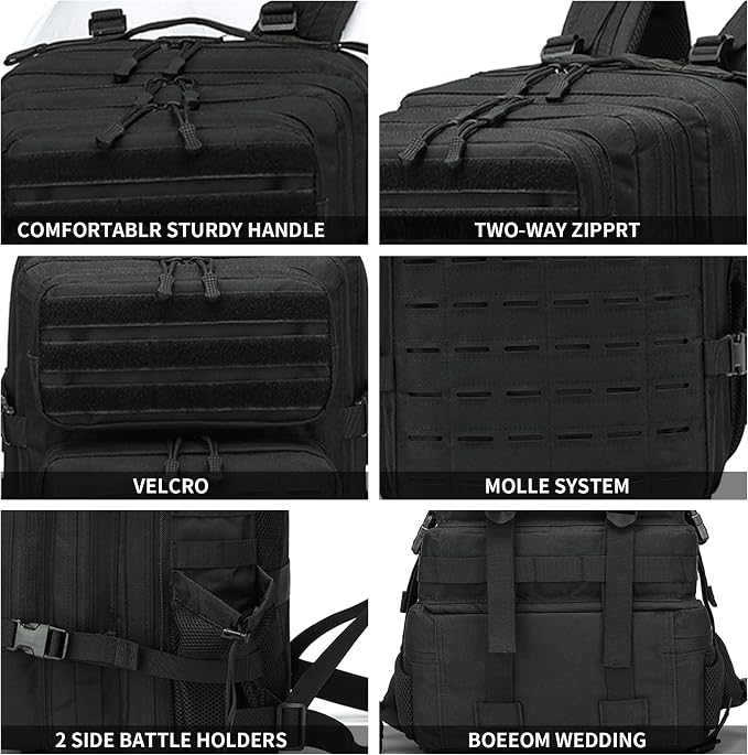 Military Tactical Backpack 45L/25L 3 Day Assault Pack Molle Daypack Hiking - Image 4