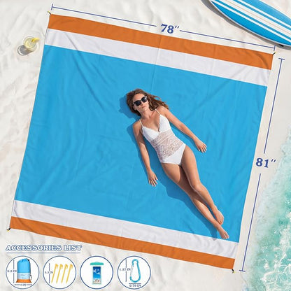 Famstar Beach Blanket Oversized Extra Large78 X 81", Waterproof Sandproof Beach - Image 2