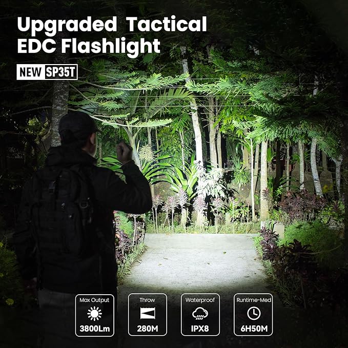 sofirn SP35T Tactical Flashlight, 3800 Lumens Super Bright Pocket LED - Image 2