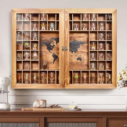 Large World Map Shot Glass Display Case 60 Slots by WelcometoTristcily