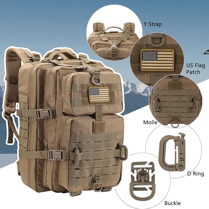 Hannibal Tactical MOLLE Assault Pack, Tactical Backpack Military Army Camping - Image 3