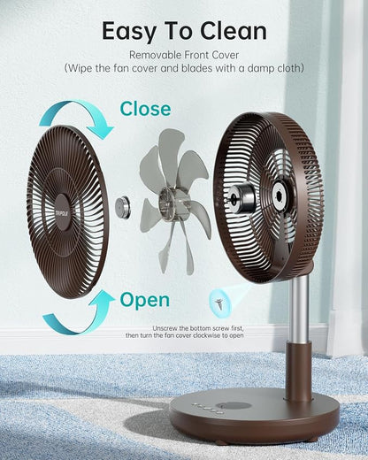 TriPole Foldable Standing Fan 12" Portable Rechargeable Battery Pedestal Fan - Image 7