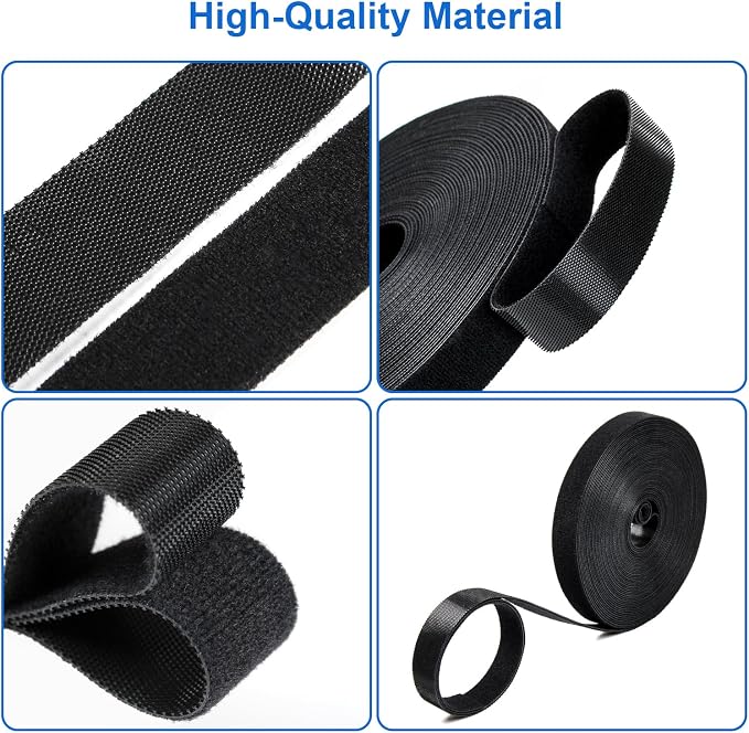 OneLeaf Hook and Loop Roll Reusable Fastening Cable Ties, 33ft x 1inch Black - Image 9
