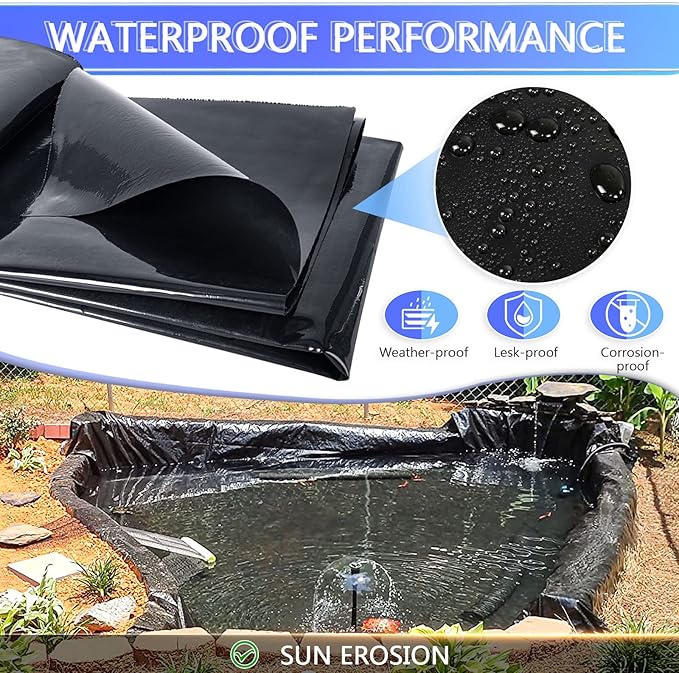 ToLanbbt Pond Liner 7 x 10 Ft, 20 Mil HDPE UV Resistant Preformed Pond Liner - Image 4