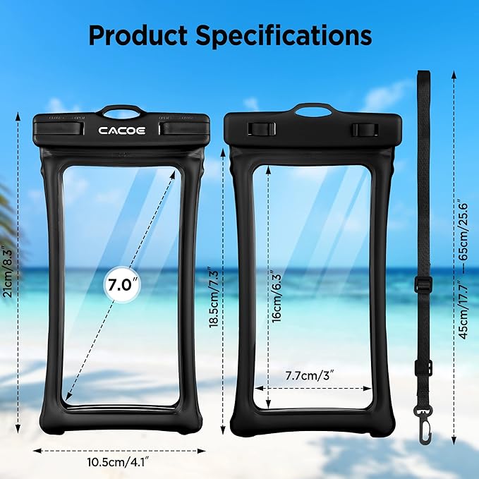 CACOE Floating Universal Waterproof Phone case 2 Pack-Up to 7.0", Phone Pouch - Image 5