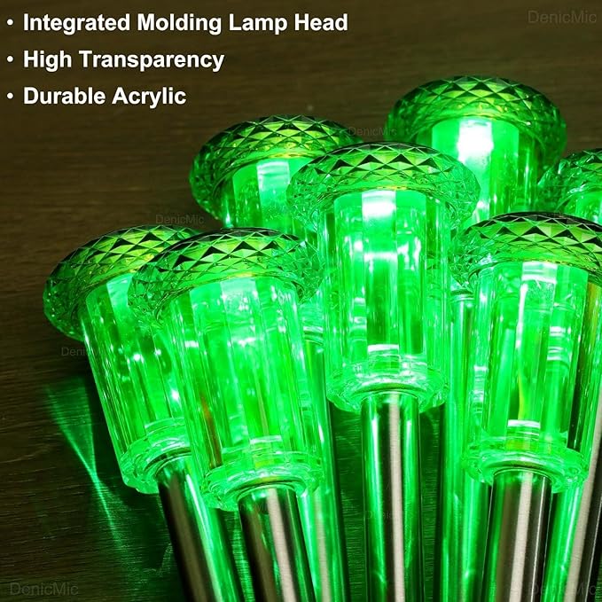 DenicMic Solar Lights Outdoor 10 Pack Waterproof Green LED Stainless Steel - Image 5