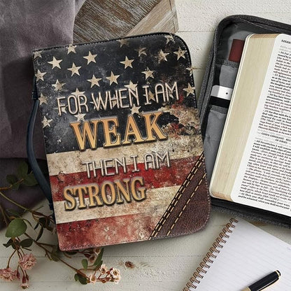 XL Bible Cover Case for Women Men Amercan Flag and Cross PU Leather Bible Case - Image 5