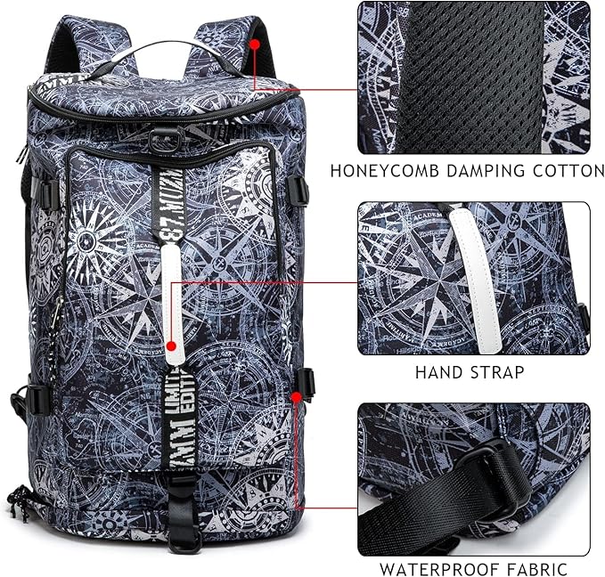 Gym Duffle Bag Waterproof black Laptop Backpack Suitable - Image 3