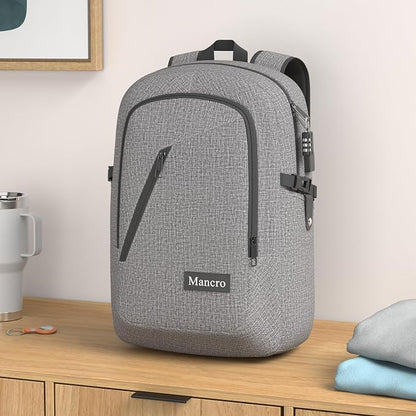 Mancro 17.3 Inch Business Laptop Backpack Large Travel Backpack Lightweight - Image 2