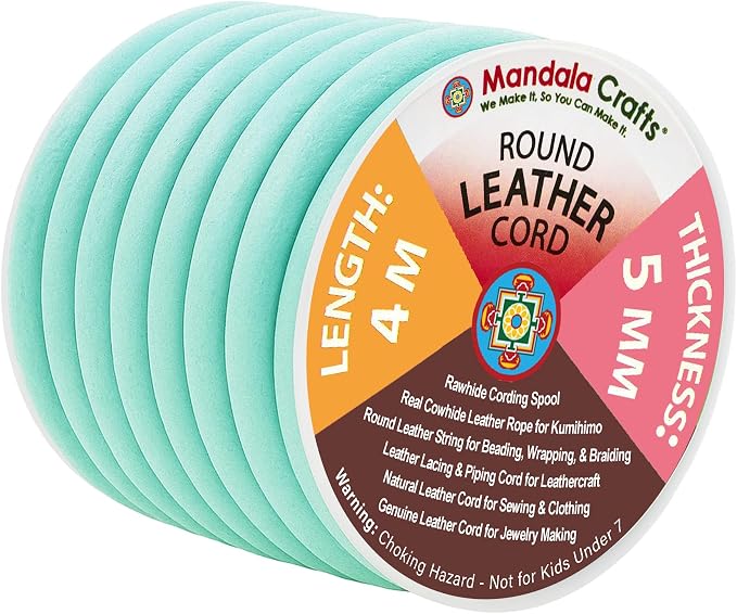 Mandala Crafts Round Genuine Mint Leather Cord by MandalaCrafts