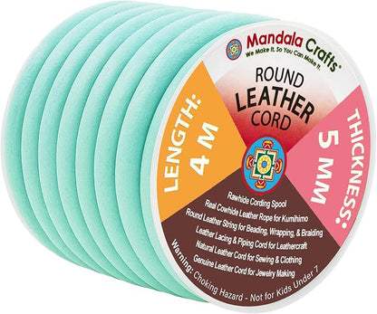 Mandala Crafts Round Genuine Mint Leather Cord by MandalaCrafts